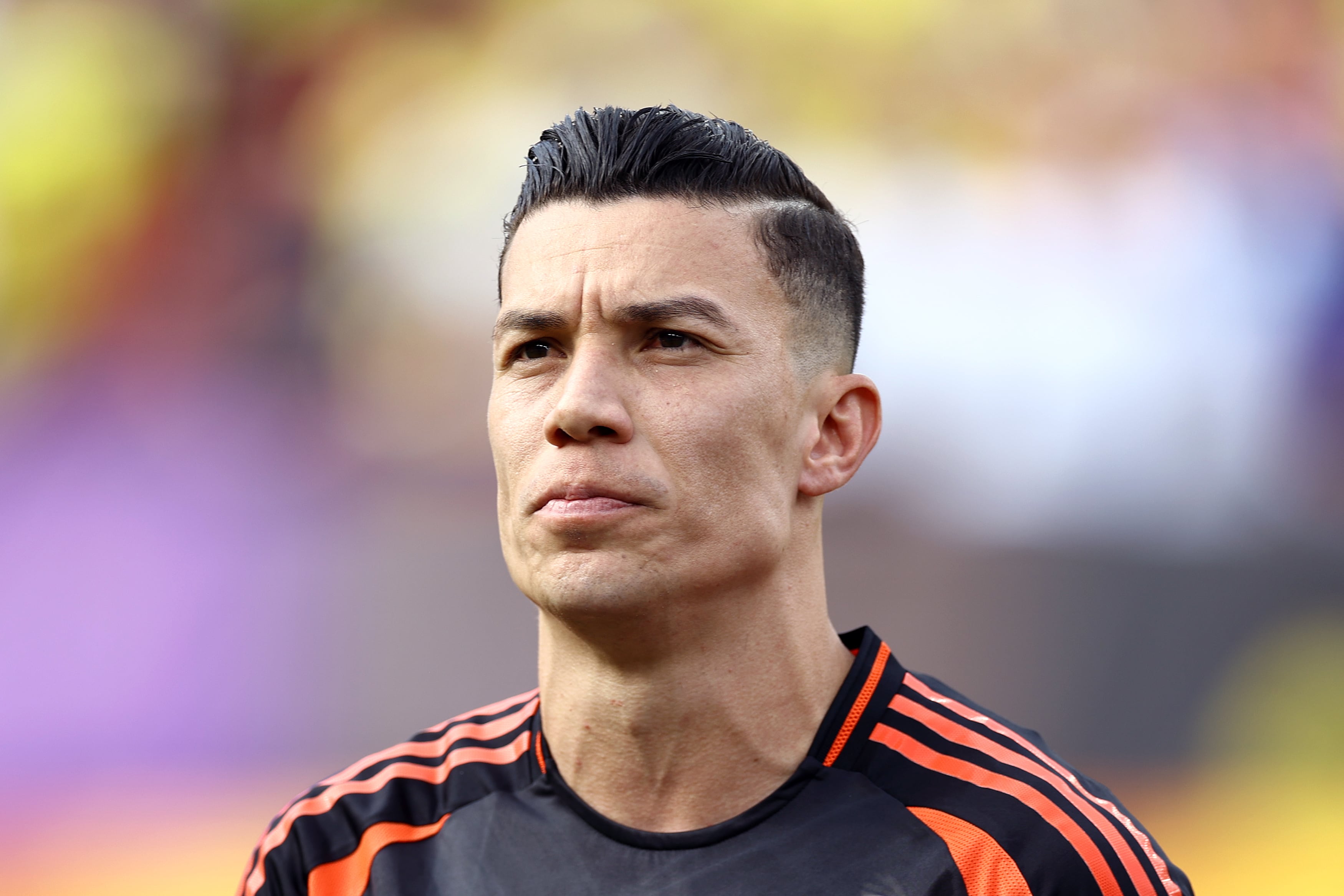 LANDOVER, MARYLAND - JUNE 08: Mateus Uribe #15 of Colombia looks on before playing against the United States at Commanders Field on June 08, 2024 in Landover, Maryland. (Photo by Tim Nwachukwu/Getty Images)