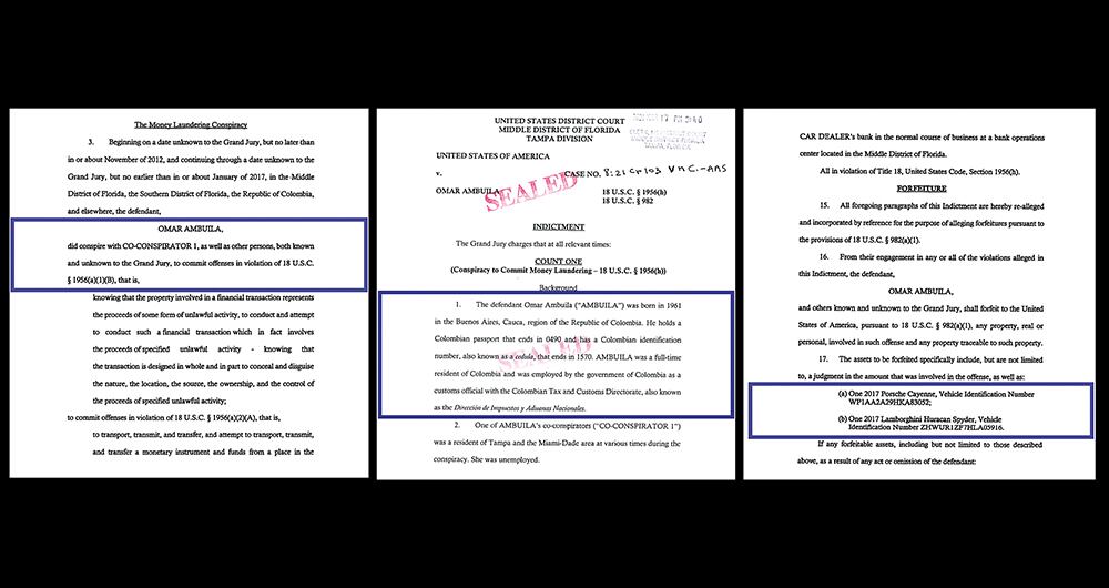   El indictment es claro al relacionar a Omar Ambuila con negocios de tráfico de droga y lavado de activos.