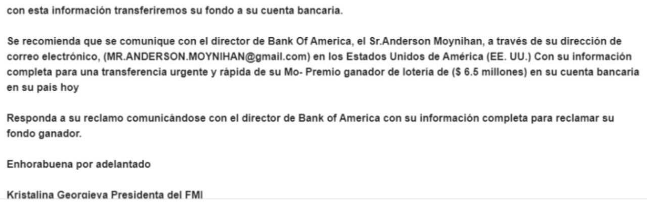 Correo fraudulento FMI