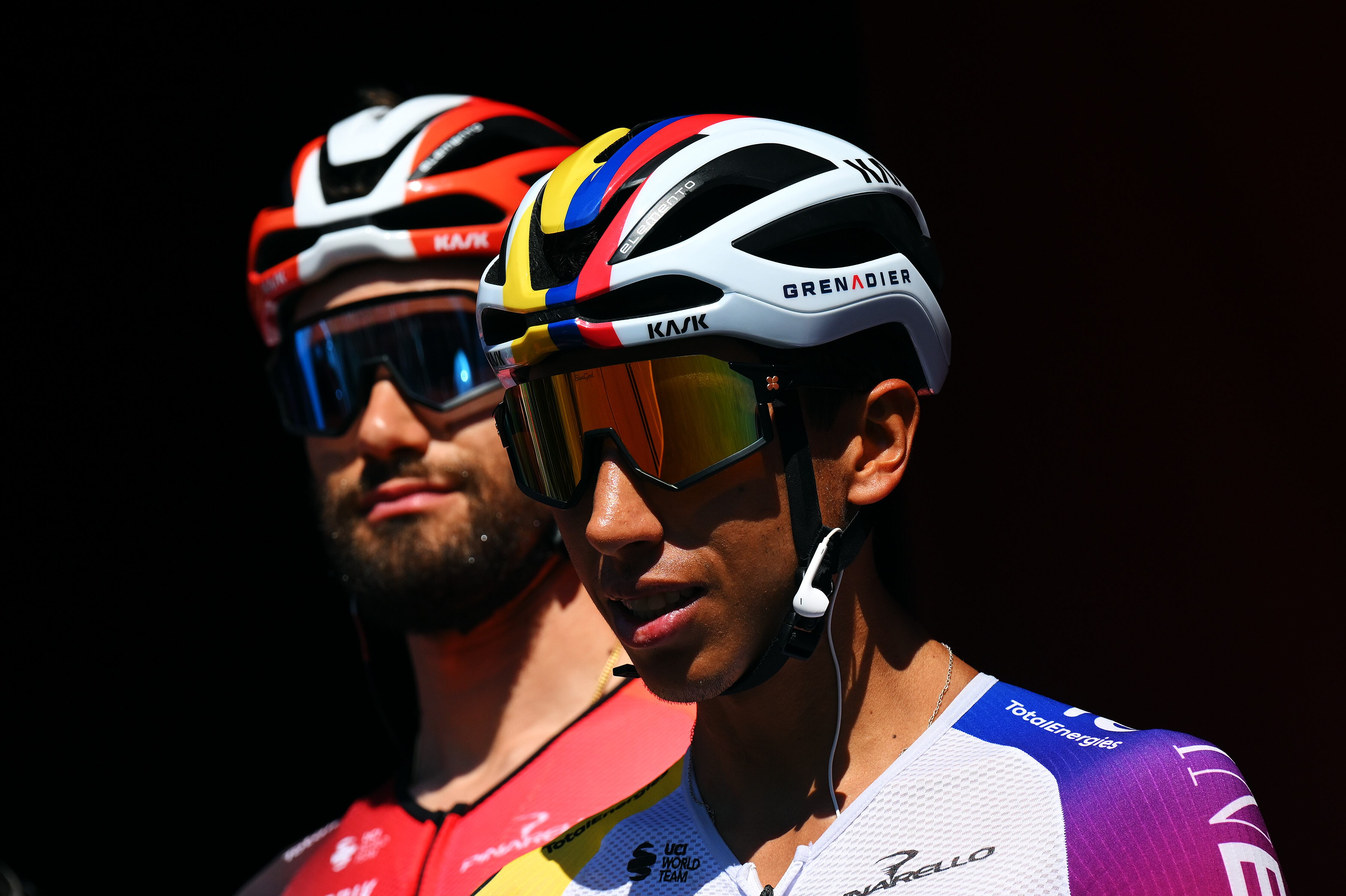 BRUZOLO DI SUSA, ITALY - AUGUST 26: Egan Bernal of Colombia and Team INEOS Grenadiers prior to the La Vuelta - 80th Tour of Spain 2025, Stage 4 a 206.7km stage from Susa to Voiron / #UCIWT / on August 26, 2025 in Bruzolo di Susa, Italy. (Photo by Tim de Waele/Getty Images)