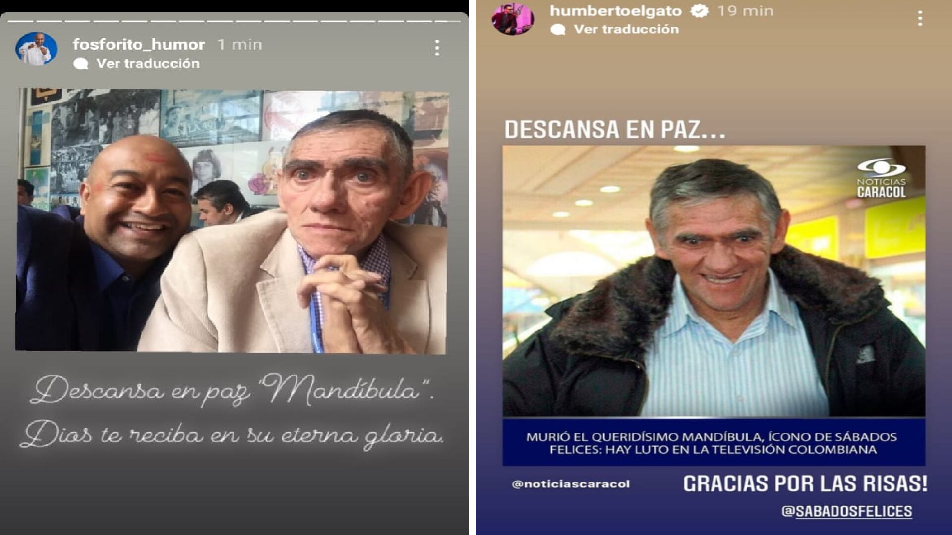 Humoristas despiden a Mandibula Foto: Instagram @fosforito_humor y @humbertoelgato