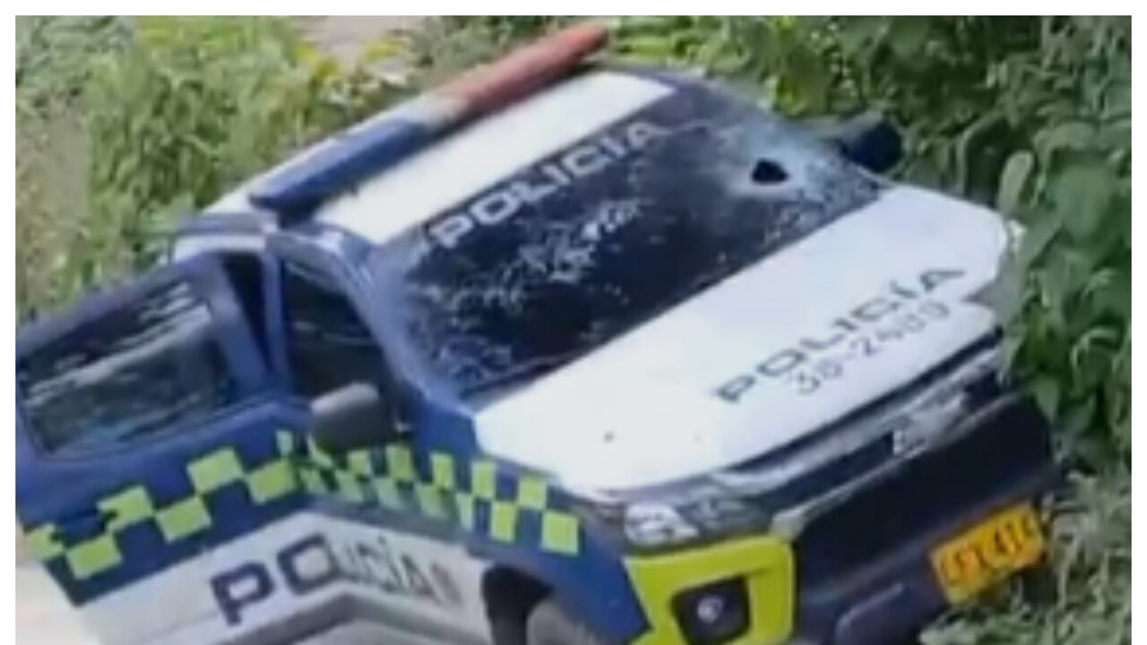 Patrulla de la Policía atacada en Buriticá, Antioquia.