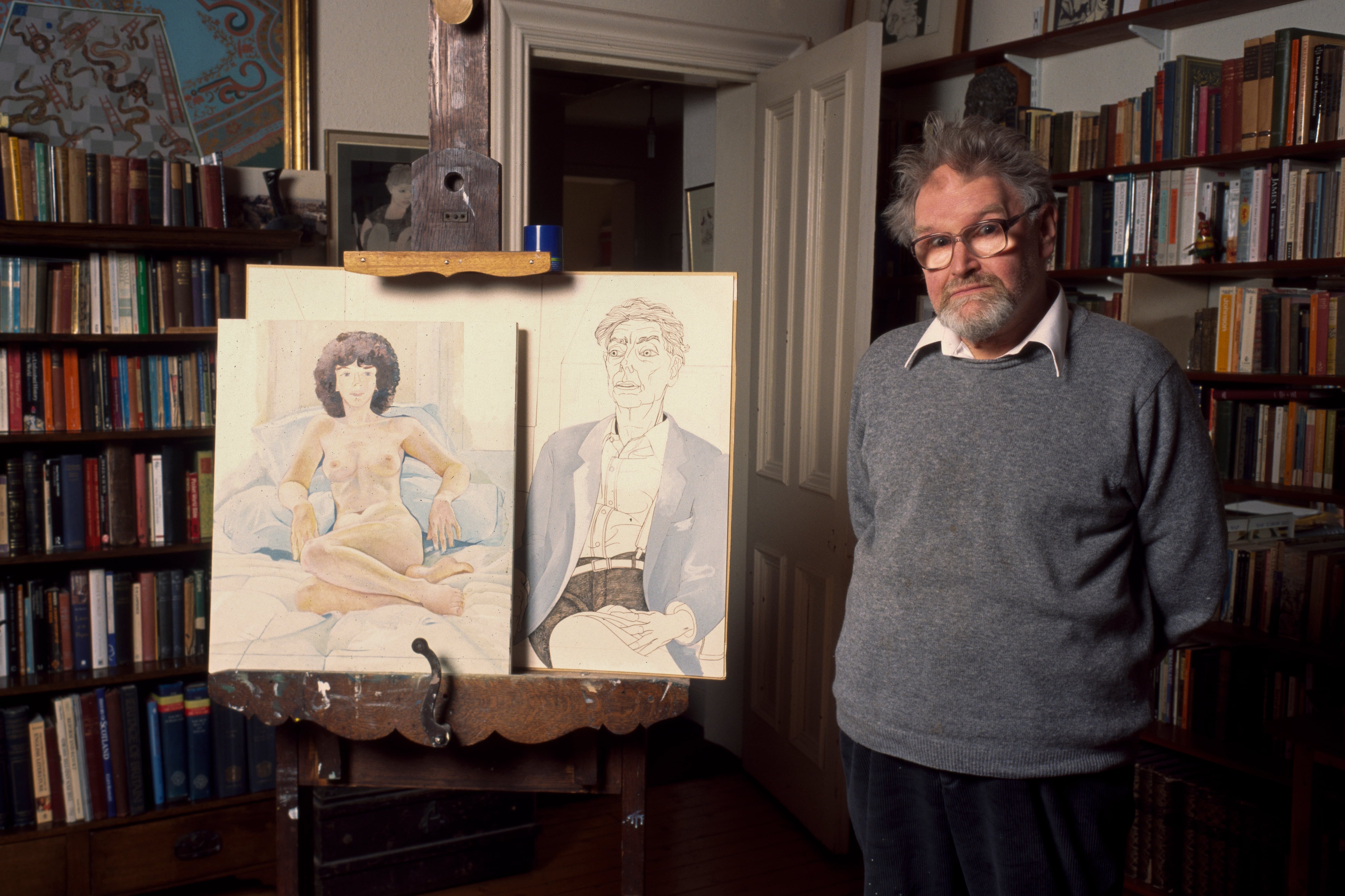 El escritor escocés Alasdair Gray, el14 de septiembre de 1999. Foto de Louis MONIER/Gamma-Rapho via Getty Images.