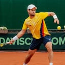 Nicolás Mejía durante el partido entre Colombia y Marruecos por la primera ronda de clasificación para la Copa Davis.