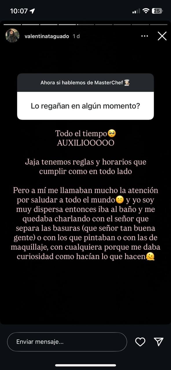 Valentina Taguado expuso si los regañan mucho en 'MasterChef Celebrity'