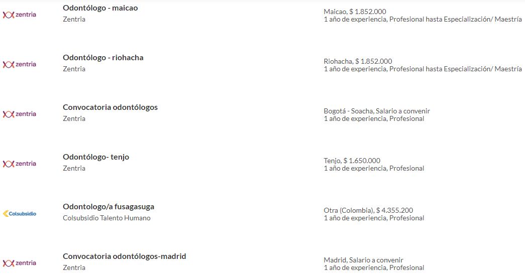 Consulte todas las vacantes laborales disponibles para odontólogos, ingresando en: https://www.semana.com/empleos/