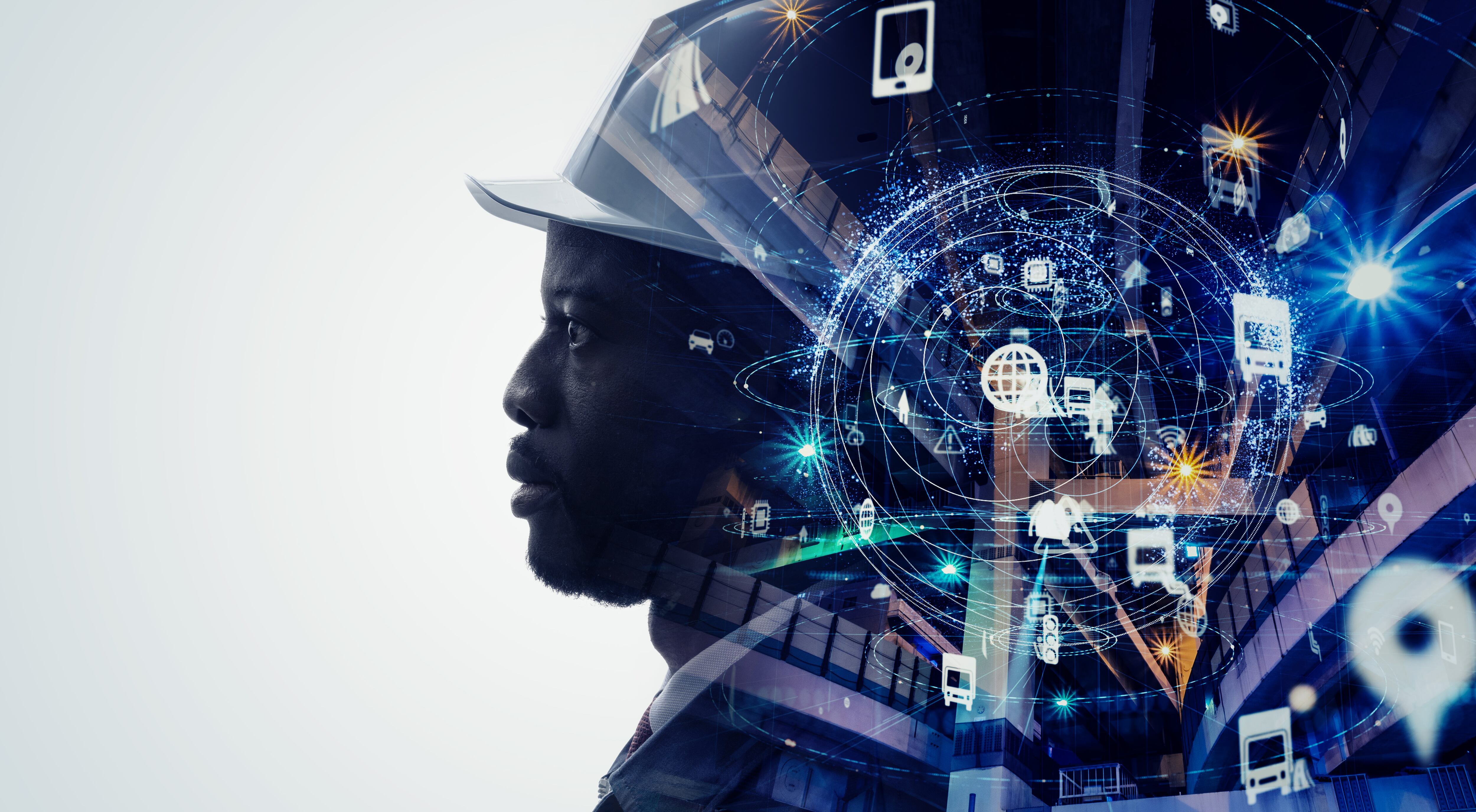 Concepto de tecnología industrial. Red de comunicación. INDUSTRIA 4.0. Automatización industrial.