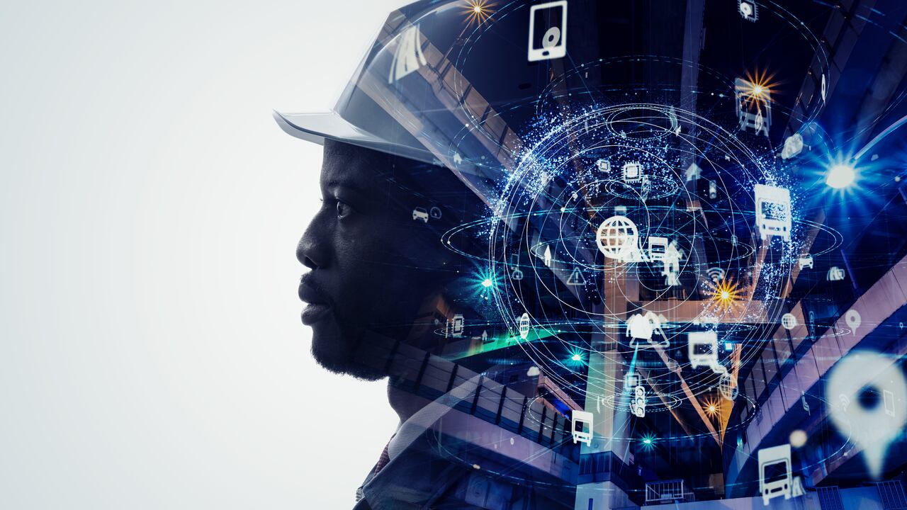 Concepto de tecnología industrial. Red de comunicación. INDUSTRIA 4.0. Automatización industrial.