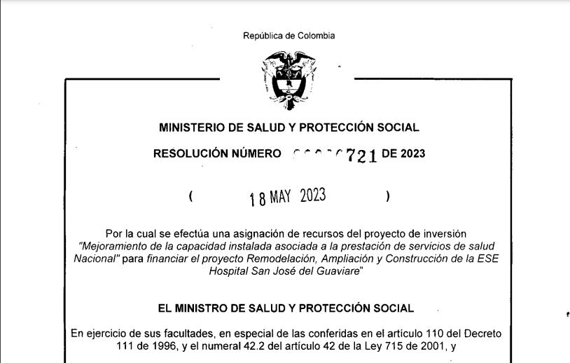 Resolución del Ministerio de Salud