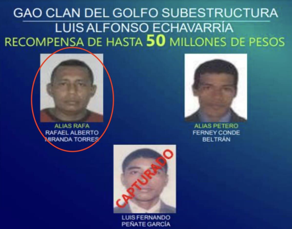 Cayó el jefe de finanzas del Clan del Golfo en Córdoba; era uno de los más buscados y por quien ofrecían $50 millones de recompensa