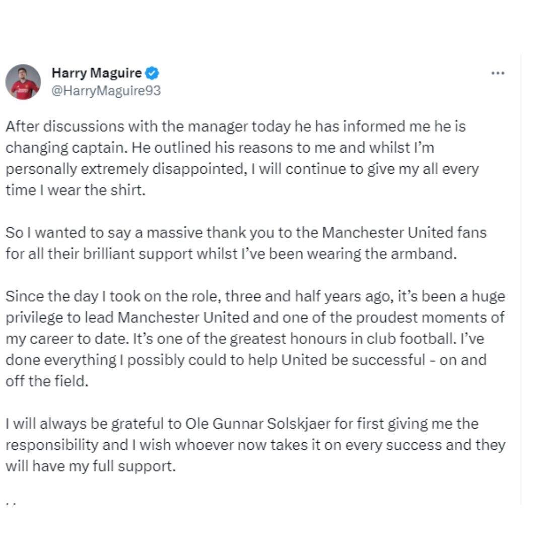 Tweet de Harry Maguire