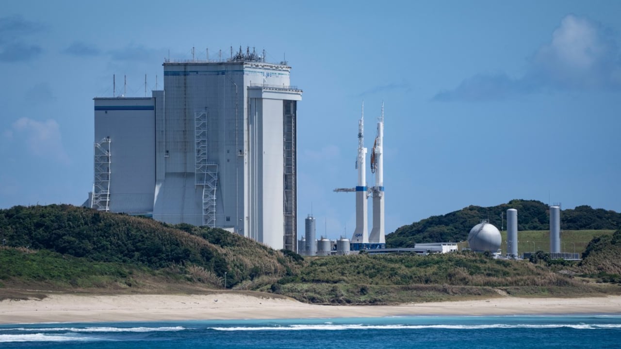 Edificio de ensamblaje de vehículos en el Centro Espacial de Tanegashima, en Minamitane.