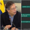 Presidente Gustavo Petro y chat de conversación de una empresa