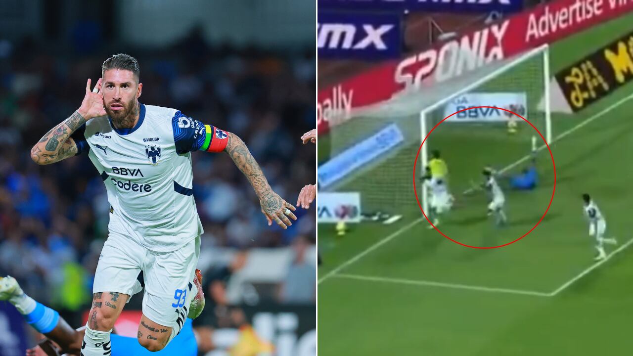 Sergio Ramos superó a Willer Ditta y Kevin Mier en una misma acción de juego