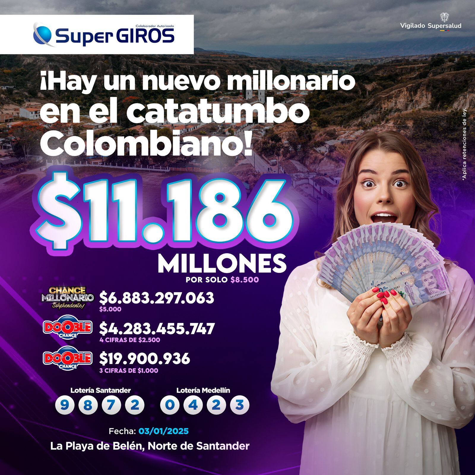 El afortunado logró ganar 3 sorteos en una misma noche