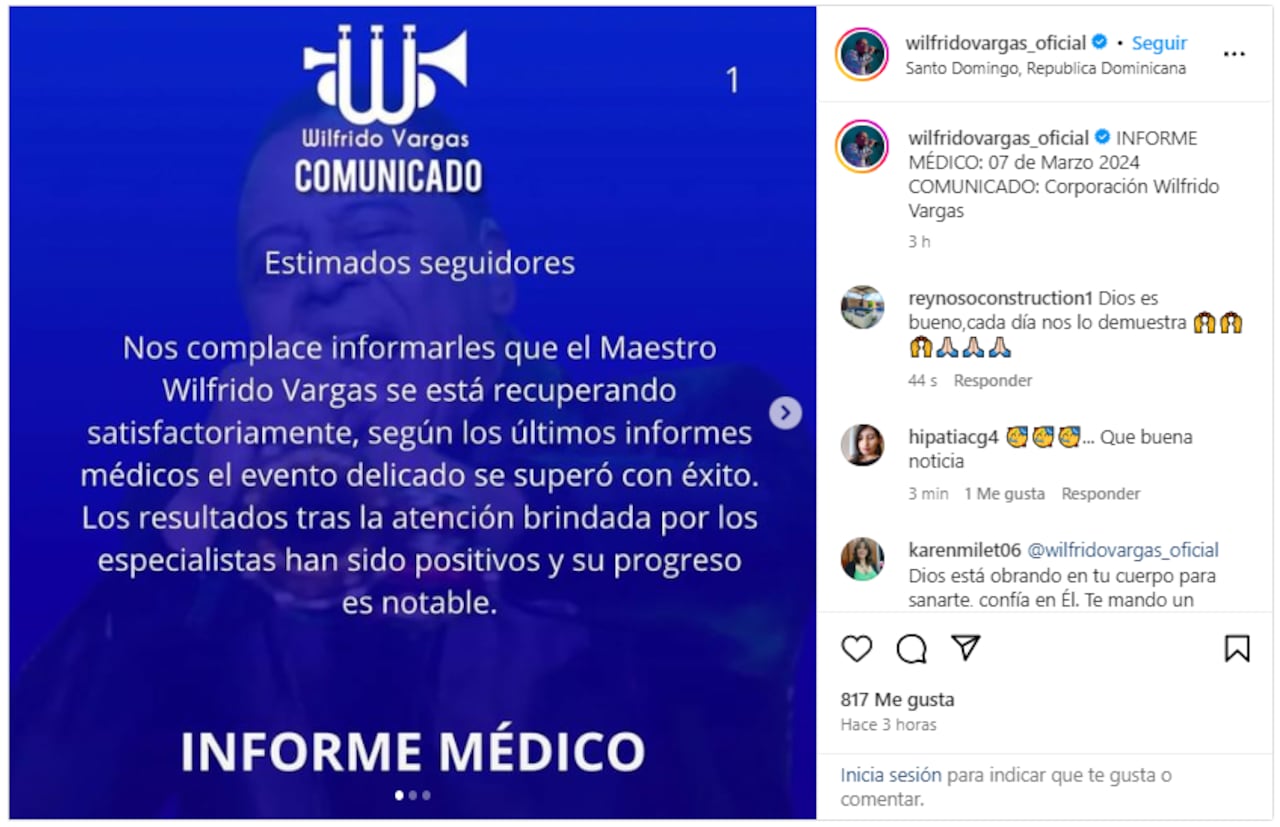 Foto: Captura de pantalla / Instagram @wilfridovargas_oficial