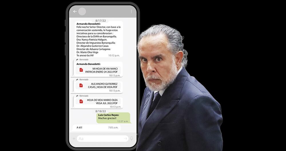 Armando Benedetti no perdía el tiempo, a pocos días de iniciado el Gobierno del “cambio”, pidió cargos y ascensos en la Dian de Barranquilla y Cartagena. Solo hablaba con Reyes para asuntos burocráticos. 