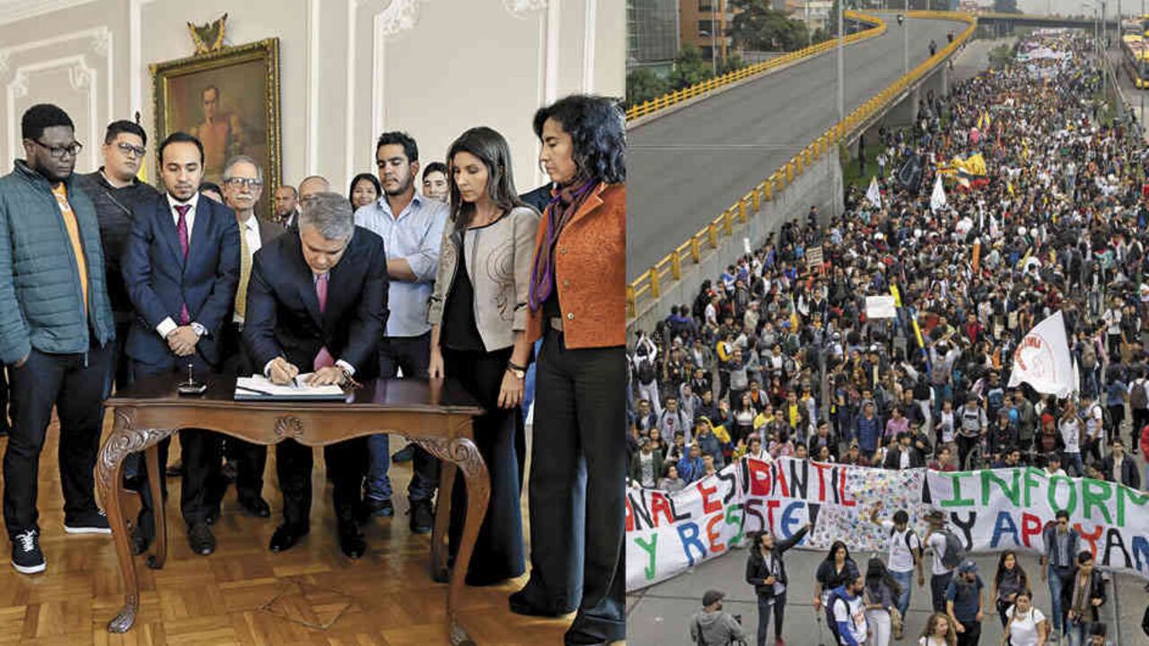 El presidente Duque firmó el acuerdo el viernes. Por el momento, terminan las manifestaciones.