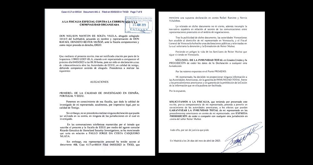 Las autoridades de Estados Unidos saben que sin la declaración de Reiter las vinculaciones en contra de un nutrido grupo de personas por cargos de lavado de activos, podrían caerse en cualquier momento.