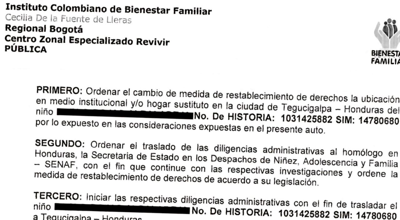 El ICBF ordenó, sin mayor análisis y sin tener en cuenta la nacionalidad colombiana del menor, que el caso lo lleve la entidad homóloga de Honduras.