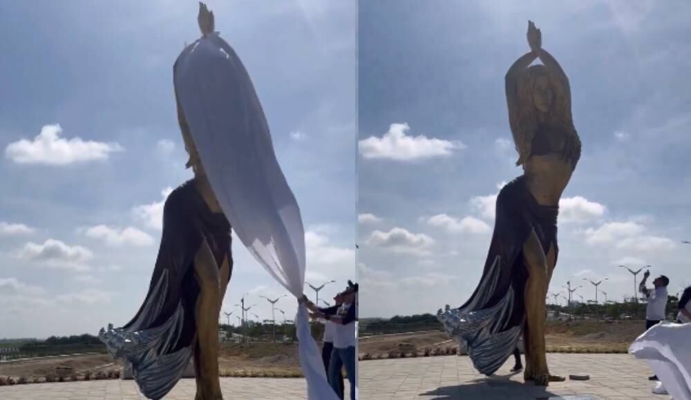 Estatua de Shakira en el Gran Malecón de Barranquilla.