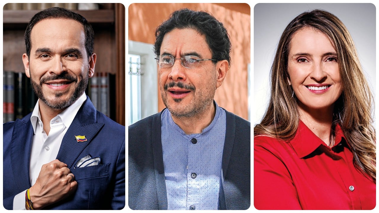 Los candidatos presidenciales Abelardo de la Espriella, Iván Cepeda y Paloma Valencia.