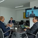 Reunión del presidente de la Corte Suprema, Gerson Chaverra con los magistrados de la Sala de Instrucción en la mañana del 8 de agosto.