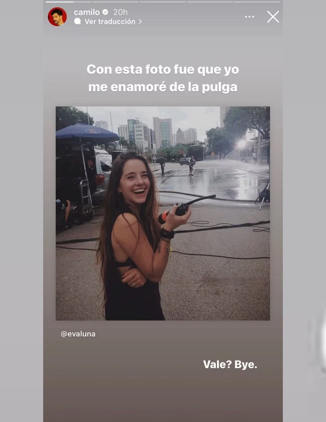 Historia del Instagram de Camilo.