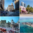 De izquierda a derecha y de arriba a abajo: Buenos Aires (Argentina), Miami (Estados Unidos), Punta Cana (República Dominicana), Bogotá (Colombia), San Andrés (Colombia) y Medellín (Colombia)