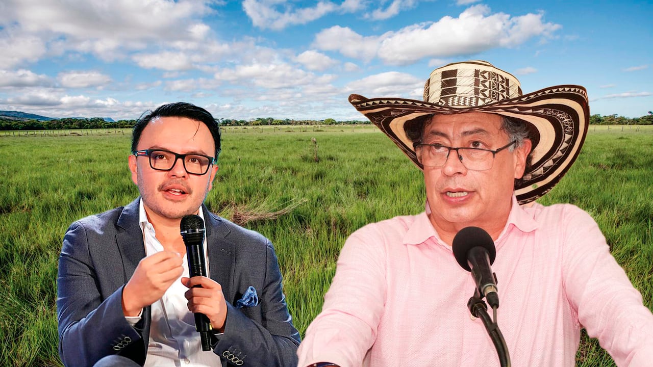 El presidente Gustavo Petro pidió investigar quiénes están detrás del acaparamiento de predios baldíos en Colombia para que pasen a manos de campesinos. En la foto acompañado de Juan Felipe Harman, director de la Agencia Nacional de Tierras.