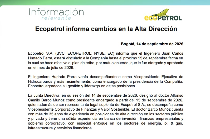 Comunicado Ecopetrol
