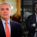 El saliente presidente Iván Duque y el recién electo mandatario, Gustavo Petro.