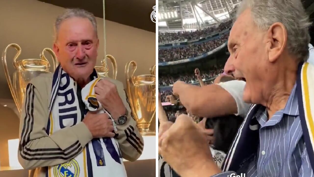 Gracias a su nieta, don Miguel fue al estadio Santiago Bernabéu.