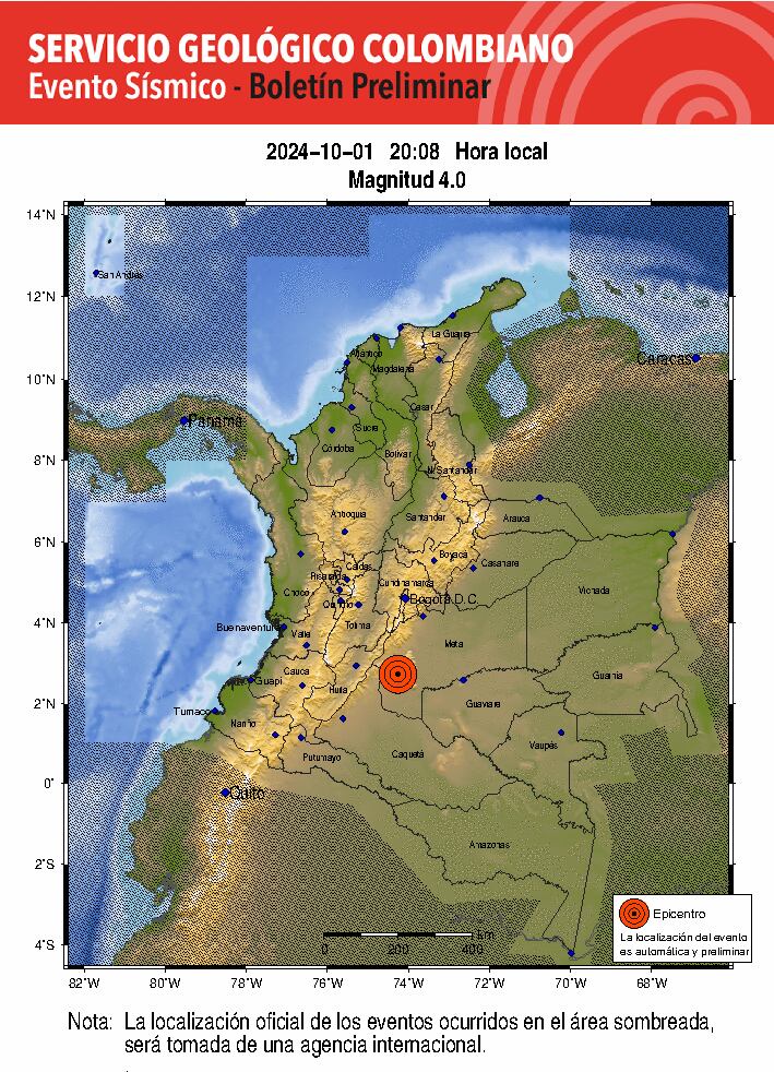 Temblor en el Meta