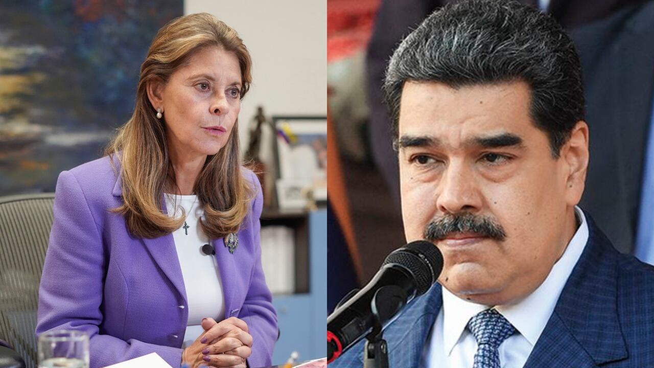 Vicepresidenta y canciller Marta Lucía Ramírez con Nicolás Maduro.