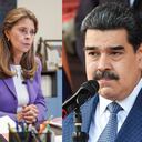 Vicepresidenta y canciller Marta Lucía Ramírez con Nicolás Maduro.