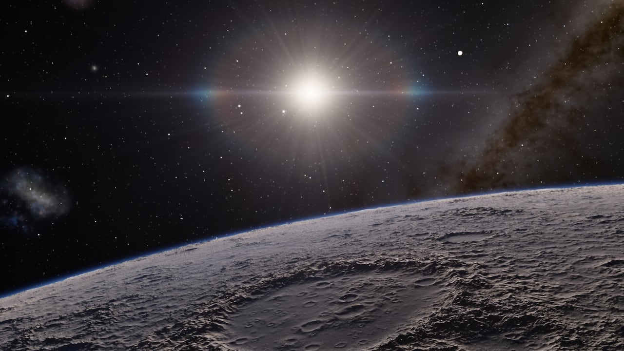 Cráteres en la superficie lunar.