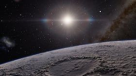 Cráteres en la superficie lunar.