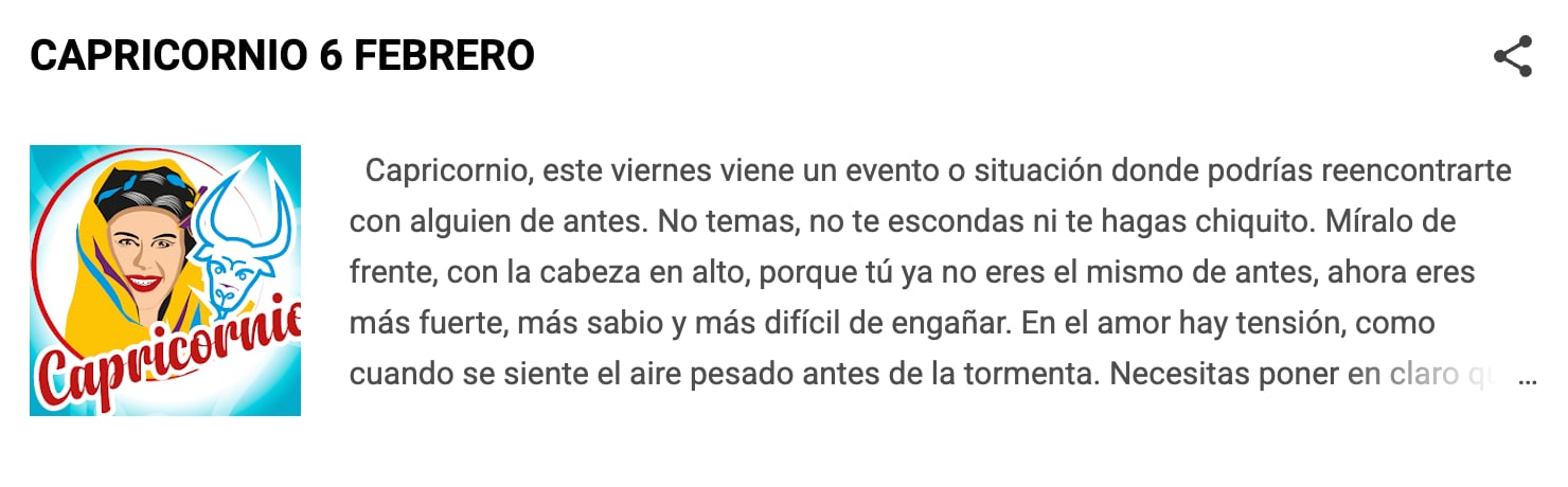 Horóscopo de Nana Calistar hoy para Capricornio