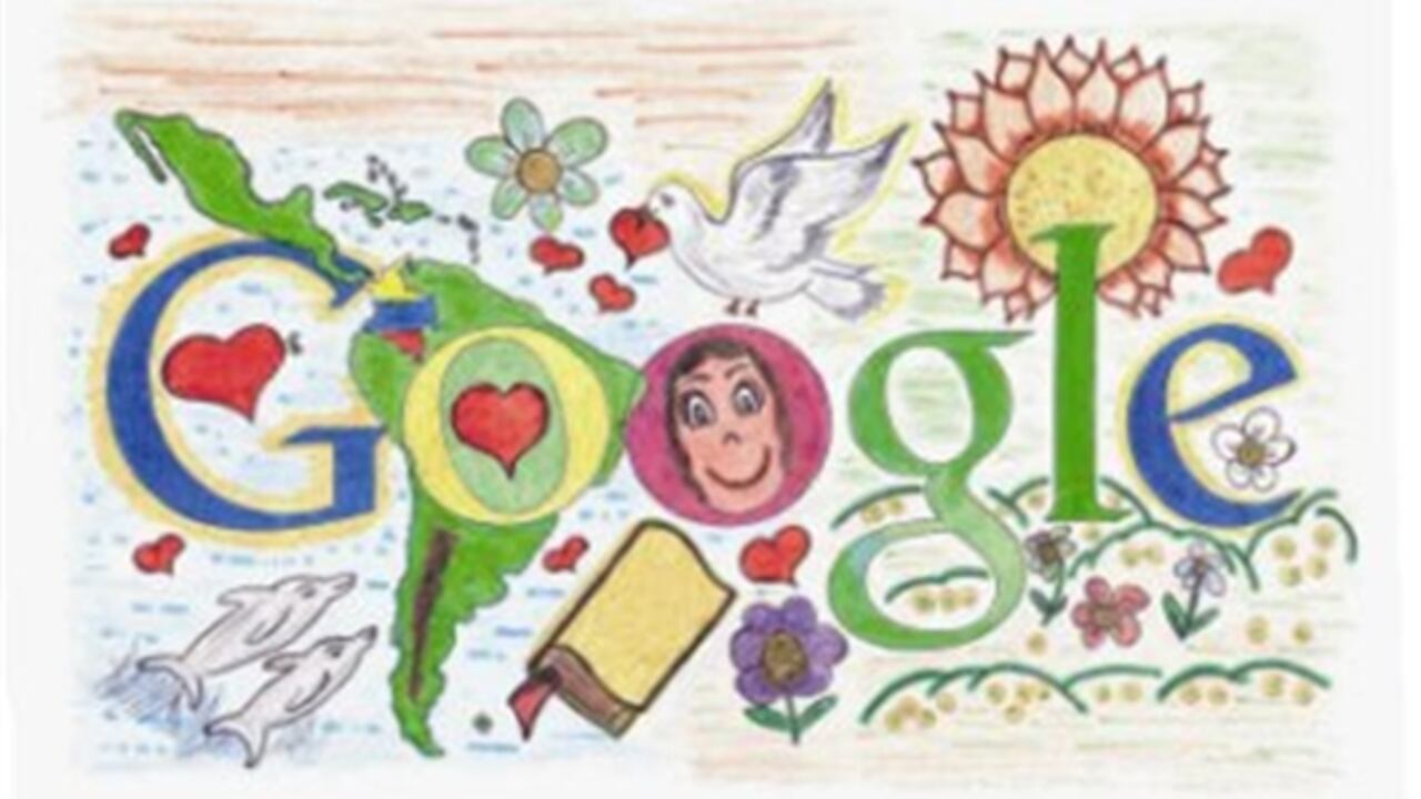 Este es el dibujo de Natalia Isabel Cuevas Niño, niña colombiana de 9 años, quien ganó el primer lugar. Su "Doodle" apareció en la página de inicio de Google para toda Latinoamérica el pasado 12 de octubre.