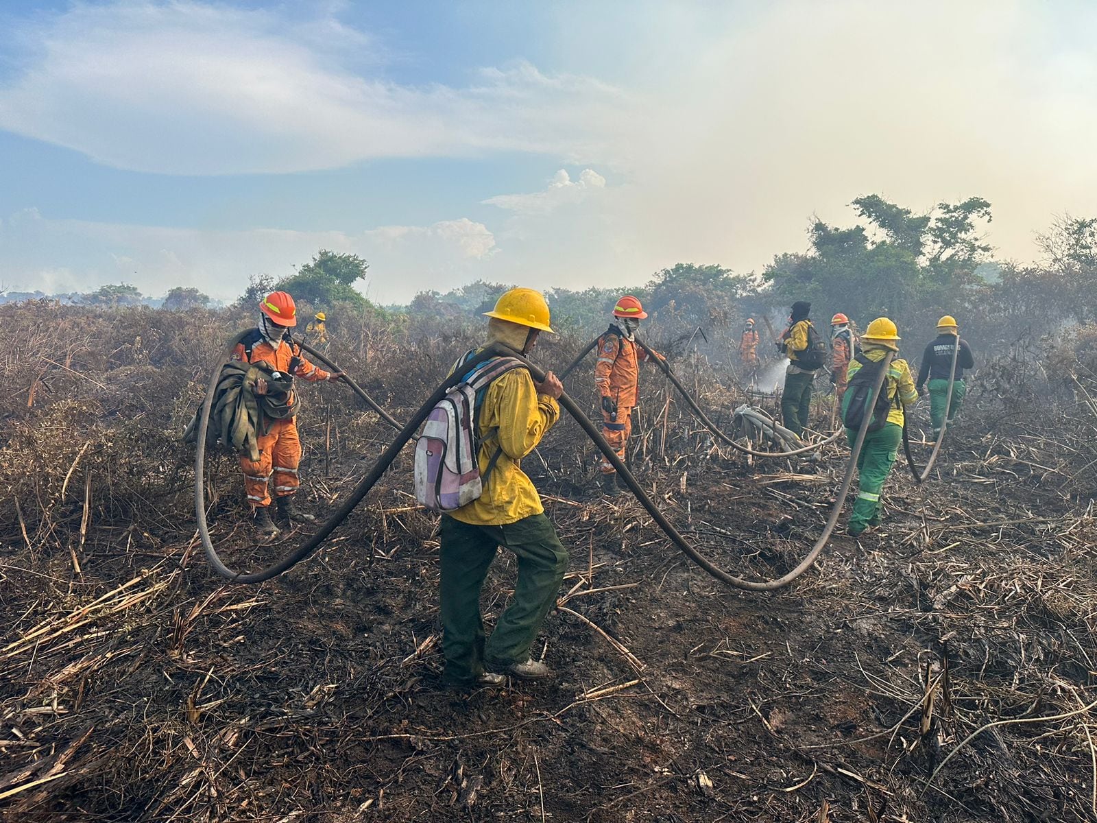 Organismos de socorro atendiendo la emergencia en Parque Isla Salamanca.