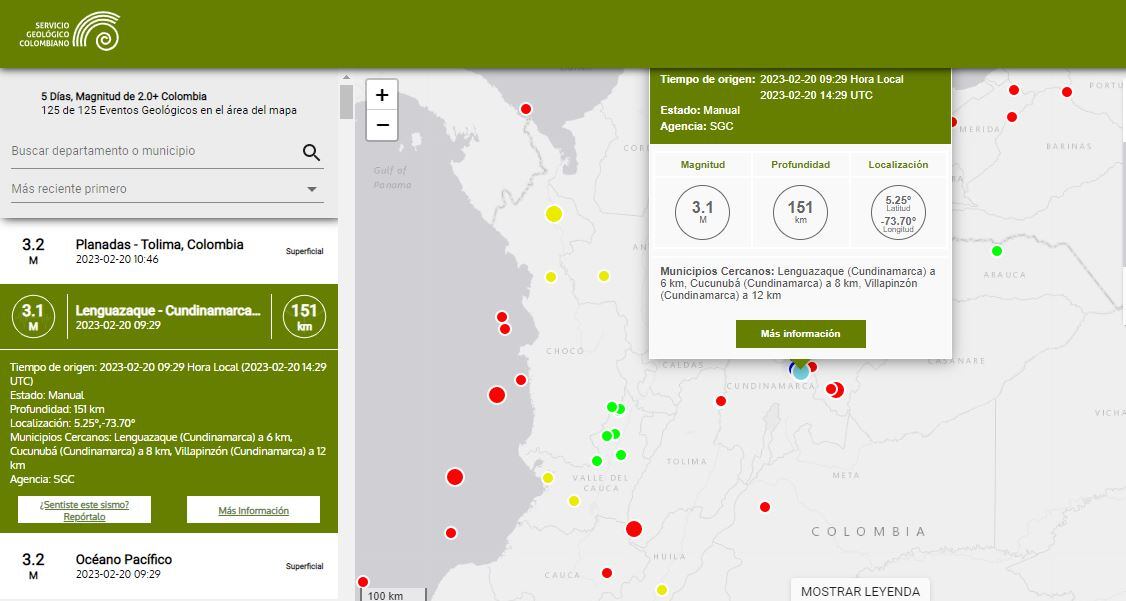 Temblor en Cundinamrca