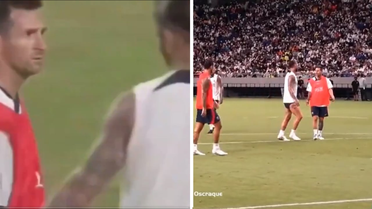 Messi le recriminó por una dura entrada antes de rematar al arco