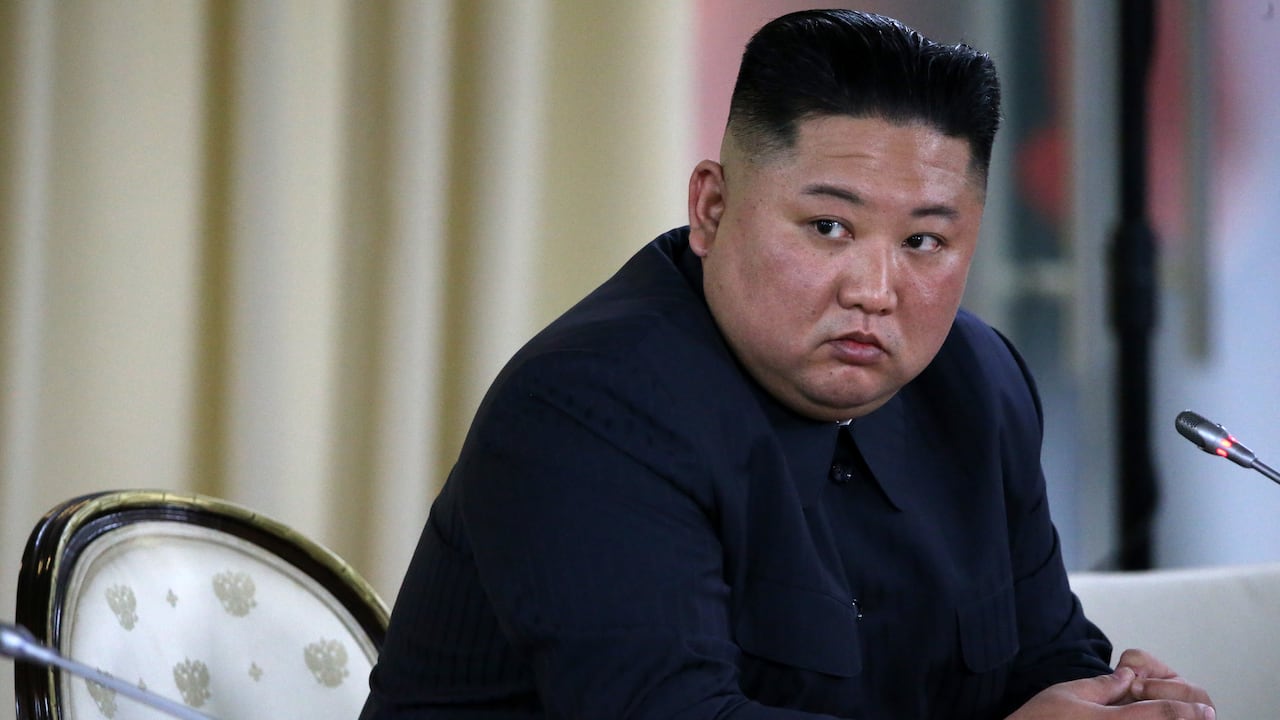 VLADIVOSTOK, RUSSIA - APRIL, 25 (RUSSIA OUT) North Korean Leader Kim Jong-un speaks during the Russia - North Korea Summit on April 25, 2019 in Vladivostok, Russia. North Korean Leader Kim Jong-un is visiting Russia for the first time. (Photo by Mikhail Svetlov/Getty Images)