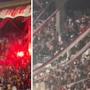 Desmanes en la tribuna del estadio Romelio Martínez de Barranquilla.