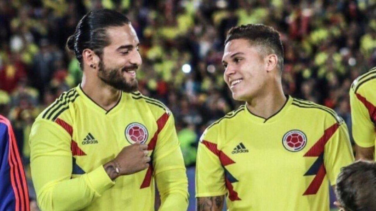 Maluma y Juan Fernando Quintero en la despedida de la Selección