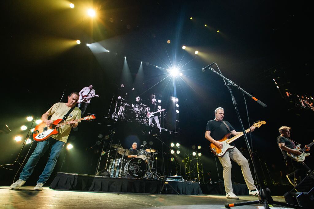 MONTERREY, MEXICO - MARCH 08: Spanisj band Hombres G performing, during a concert at Arena Monterrey on March 8, 2023 in Monterrey, Mexico. (Photo by Medios y Media/Getty Images)