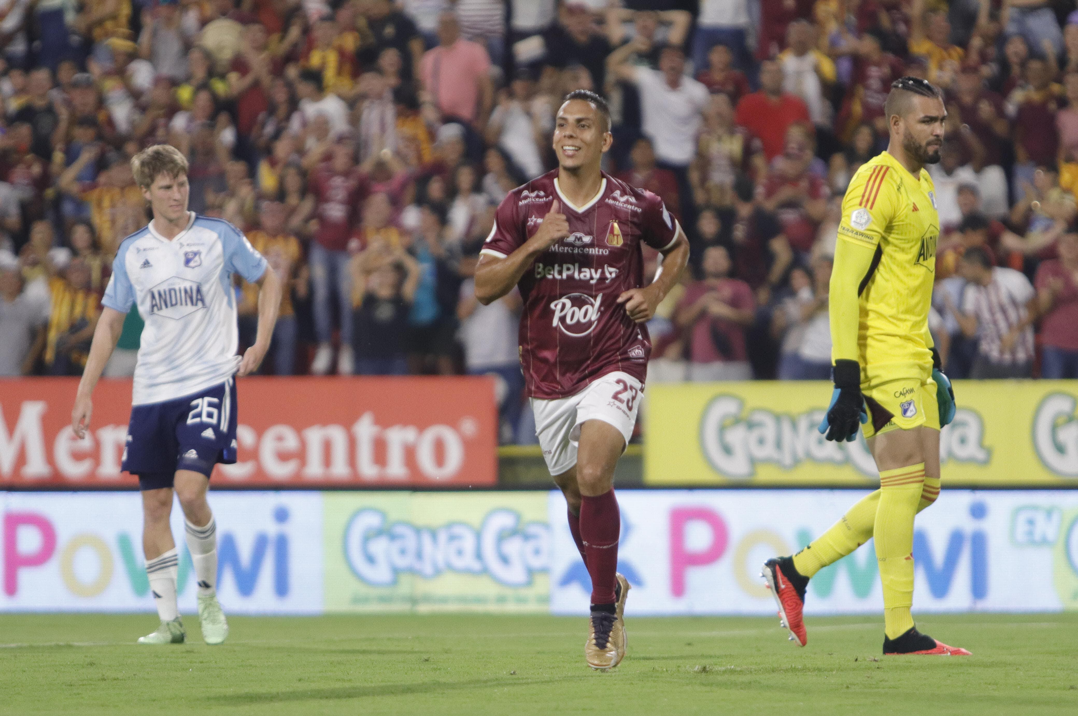 Imagen del partido entre Deportes Tolima y Millonarios por la fecha 4 del primer semestre de la Liga colombiana 2024..