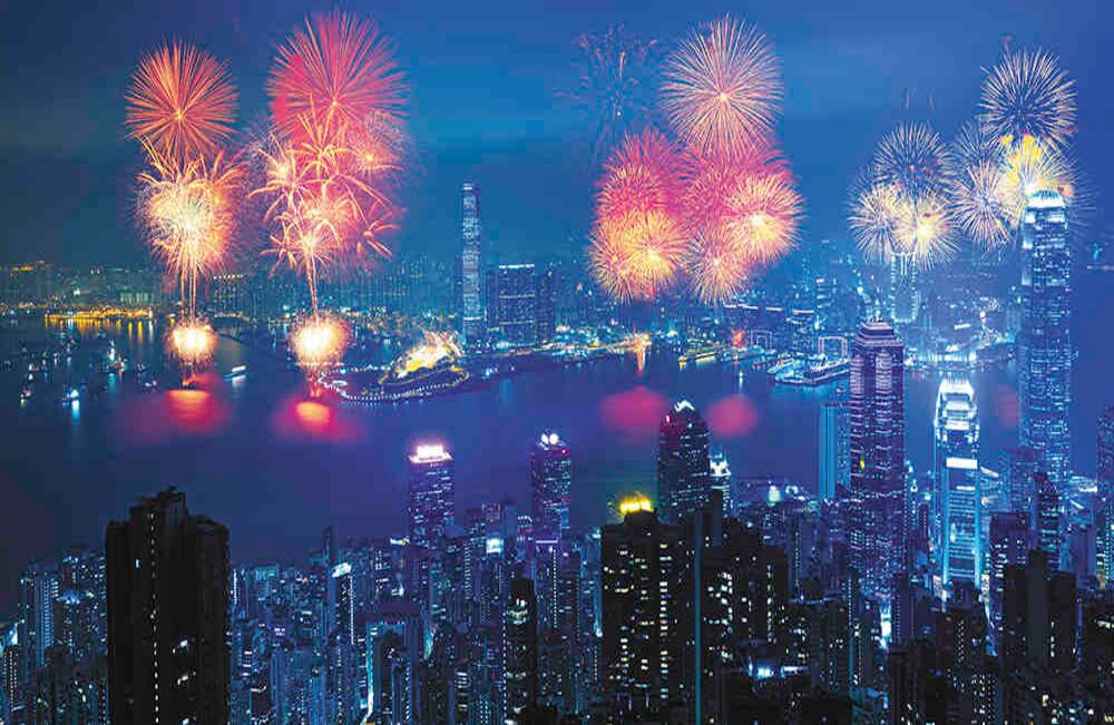  Fuegos pirotécnicos en Hong Kong. Foto: iStock.