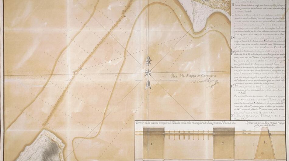 Diseño del castillo de San Matías, ubicado en la bahía de Cartagena.